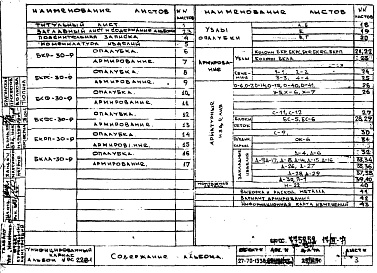 Состав фльбома. Шифр РС 2281-71Альбом 1 Рабочие чертежи 