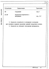 Состав фльбома. Типовой проект 125-012/1.2Альбом 43 Ведомости потребности в материалах