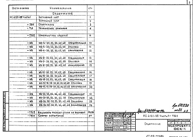 Состав фльбома. Шифр РС 4191-85Альбом 1 Рабочие чертежи 