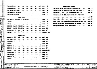 Состав фльбома. Шифр РС 5195-76Альбом 1 Рабочие чертежи 