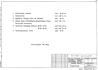 Состав фльбома. Шифр РС1 4134Альбом 3 Рабочие чертежи Дополнение 1