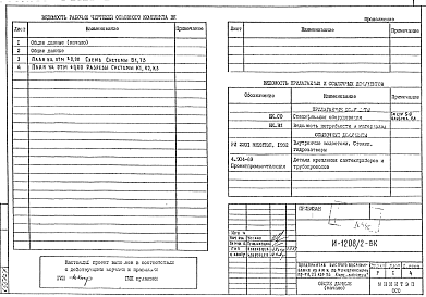 Состав фльбома. Типовой проект И-1208/1ВК . Водопровод и Канализация