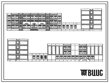 Фасады Типовой проект V-79 Общеобразовательная школа на 33 класса (1251/1296 уч.) Проект И-1605А. Исходный проект.