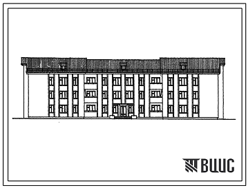 Фасады Типовой проект 164-12-158 Общежитие на 108 мест (с жилыми комнатами на 2 и 3 чел.). Стены из кирпича. Общая площадь 1347 м2