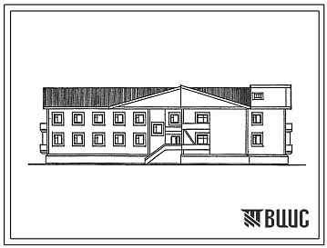 Фасады Типовой проект 166-80-90м.13.87 Общежитие для рабочих и служащих на 100 мест со стенами из бруса для Якутской АССР