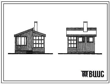 Фасады Типовой проект 186-000-64 Одноэтажный однокомнатный садовый летний домик. Для строительства во 2 климатическом районе