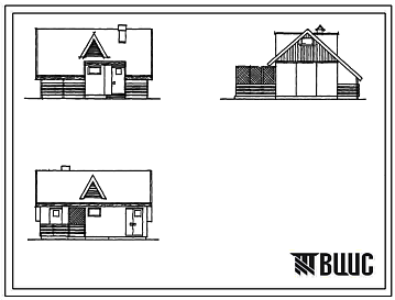 Фасады Типовой проект 196-000-221.83 Хозяйственный постройки для жилых домов усадебного типа сборно-щитовой конструкции. Для строительства в сельской местности Белорусской ССР.