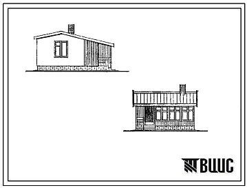 Фасады Типовой проект 184-115-145.86 Однокомнатный летний садовый домик. Площадь, м2: общая 16,4, веранды 10,0
