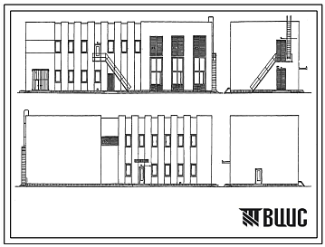 Фасады Типовой проект 507-95.88 Трехагрегатная тяговая подстанция с диспетчерским пунктом для телемеханизации системы электроснабжения трамвая и троллейбуса