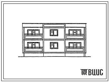 Фасады Типовой проект 171-210-43.13.86 Двухэтажный двухквартирный жилой дом с поэтажным расположением квартир типа 2Б-3Б для строительства в сельской местности БССР