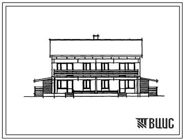 Фасады Типовой проект 143-17-60/1 Двухэтажный двухквартирный блокированный жилой дом с четырехкомнатными квавртирами