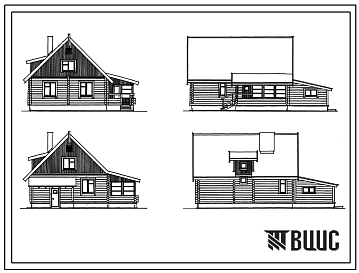 Фасады Типовой проект 146-214-7.87 Мансардный одноквартирный 4-комнатный дом, сблокированный с хозпостройкой