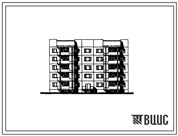 Фасады Типовой проект 178-07см.86 Пятиэтажная блок-секция рядовая со сквозным  проходом на 20квартир. Для строительства в городах и поселках городского типа