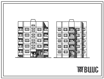 Фасады Типовой проект 122-089см.13.86 Блок-секция рядовая 5-этажная 14-квартирная со сквозным проходом 1Б-2Б-3Б (для строительства в г. Магадане)