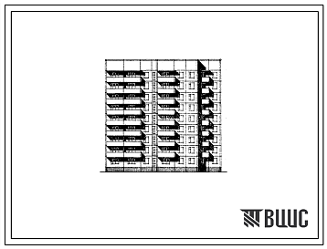 Фасады Типовой проект 97-0140/1.2 Блок секция 9-ти этажная 71-квартирная для малосемейных