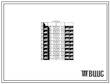 Фасады Типовой проект 90.1-087.84 Блок-секция 9-этажная 36-квартирная 1Б-2Б-2Б-3Б торцовая левая для городов Ульяновск, Воронеж, Иваново, Калининград, Тамбов