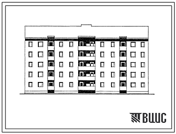 Фасады Типовой проект 114-098с.86 Блок-секция 5-этажная 2-секционная 20-квартирная рядовая-торцовая 4.5-4.5