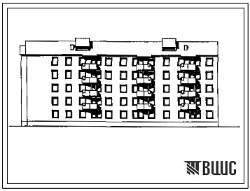 Фасады Типовой проект 114-08c.85 Пятиэтажная блок-секция двухсекционная торцевая на 35 квартир