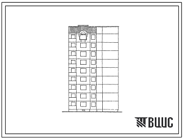 Фасады Типовой проект 90-0178.23.87 Компоновочный объемно-планировочный элемент 9 этажный 9.3-1П (для Владимирской области)