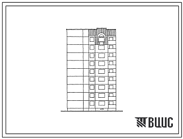 Фасады Типовой проект 90-0177.23.87 Компоновочный объемно-планировочный элемент 9 этажный 9.3-1Л (для Владимирской области)