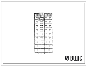 Фасады Типовой проект 90-0174.23.87 Компоновочный объемно-планировочный элемент 9 этажный 9.1П (для Владимирской области)
