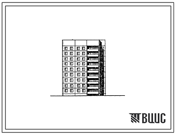 Фасады Типовой проект 75-08/1.2 Блок-секция 9-этажная 27 квартирная торцевая левая 2Б-3Б-5Б