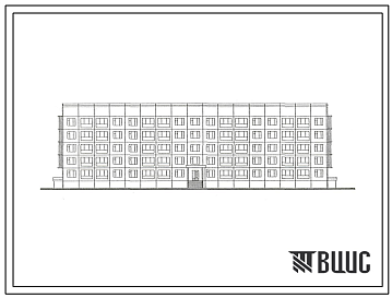 Фасады Типовой проект 161-138-32с.84 Общежитие 5-этажное для семейной молодежи на 222 человека