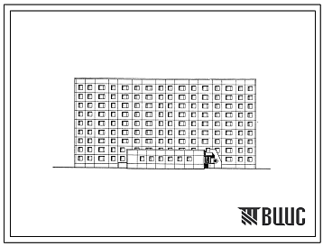 Фасады Типовой проект 161-97-281.86 Общежитие 9-этажное на 413 мест для рабочих и служащих