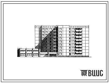 Фасады Типовой проект 161-97-52/1.2 Общежитие 9-этажное на 585 мест для рабочих и служащих