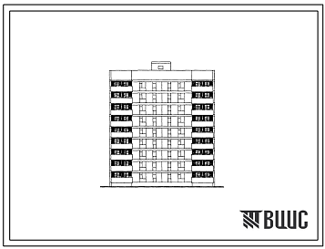 Фасады Типовой проект 87-081п/2 Блок-секция рядовая 9-этажная 36-квартирная Р-2Б-2Б-3А-3Б  со стенами из крупных легкобетонных блоков