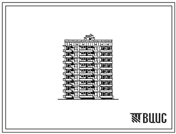 Фасады Типовой проект 67-037.87 Девятиэтажная  блок-секция торцовая на 36 квартир 2, 2, 2, 3 (левая)
