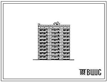 Фасады Типовой проект 67-045.87 Девятиэтажная  блок-секция торцовая на 36 квартир 2, 2, 3, 4 (левая)