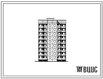 Фасады Типовой проект 94-0121.84 9-этажный 35-квартирный блок-элемент, левый Б 4л. 1Б-2Б-2Б-2Б /для строительства в г. Херсоне/