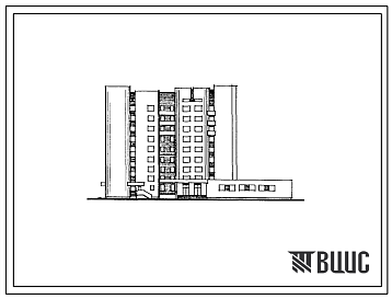 Фасады Типовой проект 164-89-100.86 Девятиэтажное общежитие на 600 мест для учащихся профтехучилищ (с жилыми комнатами на 2 и 3 человека)