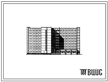 Фасады Типовой проект 161-97-21/1.2 Общежитие 9-этажное на 600 мест для студентов и учащихся