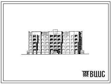 Фасады Типовой проект 90-0293.1.13.89 Блок-секция общежития 5-этажная на 173 места рядовая (для строительства в г. Омске и Омской области)