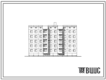Фасады Типовой проект 112-050м.13.86 Пятиэтажное блок-секционное общежитие на 120 мест для Якутской АССР