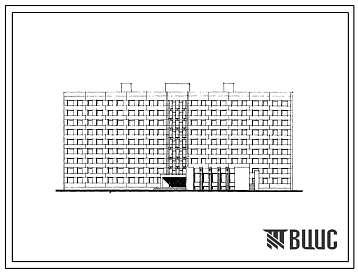 Фасады Типовой проект 163-88-9/1.2 Девятиэтажное общежитие на 745 мест для рабочих и служащих.