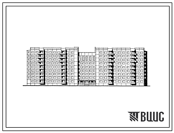 Фасады Типовой проект 161-112-54м.87 9-этажное общежитие для рабочих и служащих на 624 человека