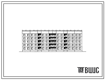 Фасады Типовой проект 135-0158/1.2 5-этажная блок-секция общежития для рабочих и служащих на 204 места с ячейками на 12 человек