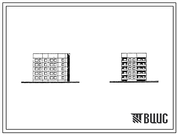 Фасады Типовой проект 84-043/1.2 Блок-секция 5-этажная 15-квартирная угловая 3Б.4Б.4Б