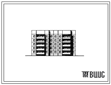 Фасады Типовой проект 75-04/1.2 Блок-секция 5-этажная 30 квартирная рядовая 2Б-2Б-2Б и 2Б-2Б-2Б