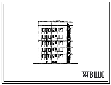 Фасады Типовой проект 126-063.84 Пятиэтажная блок-секция рядовая с торцевыми окончаниями на 15 квартир. Для строительства в городах и поселках городского типа