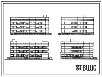 Фасады Типовой проект 252-1-81 Изоляционно-диагностический корпус детской больницы на 300 коек с поликлиникой на 240 посещений в смену. Здание трёхэтажное. Каркас сборный железобетонный серии ИИ-04. Стены из керамзитобетонных панелей.