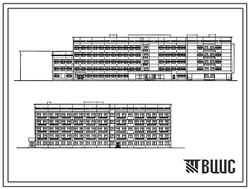 Фасады Типовой проект А-3-80(252-1-125С.84) Помещения в подвале главного корпуса центральной районной больницы на 250 коек с поликлиникой на 500 посещений в смену(в конструкциях иис-04),приспосабливаемые под убежище