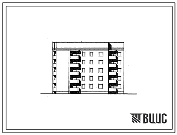 Фасады Типовой проект 89-051/1 5-этажная торцовая блок-секция 1Б.2Б.3Б.3Б на 20 квартир (правая)