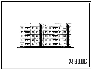 Фасады Типовой проект 97-05/1.2 Блок-секция 5-ти этажная 30-квартирная рядовая 2Б,2Б,3Б-2Б,2Б,2Б