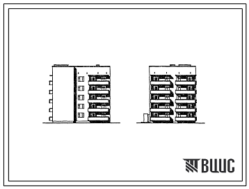 Фасады Типовой проект 67-013с/1.2 Пятиэтажная блок-секция на 15 квартир угловая (Т-образная) 2Б, 2Б,2Б (левая)