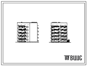 Фасады Типовой проект 67-014с/1.2 Пятиэтажная  блок-секция на 15 квартир угловая (Т-образная) 2Б, 2Б,2Б (правая)