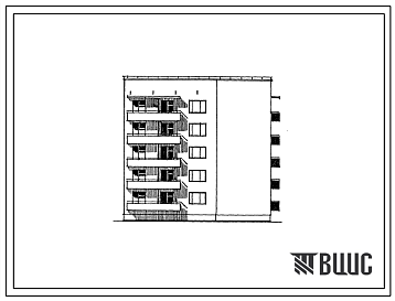 Фасады Типовой проект 67-029.87 Пятиэтажная блок-секция угловая на 16 квартир 2Б, 2Б, 2Б (правая)